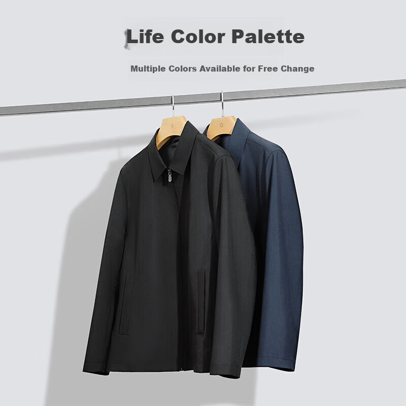 Goldlion [Yun Gan Dashi] Spring And Summer Anti-Static Washable Wool Lapel Business Jacket for Men, Navy Blue, Size M
