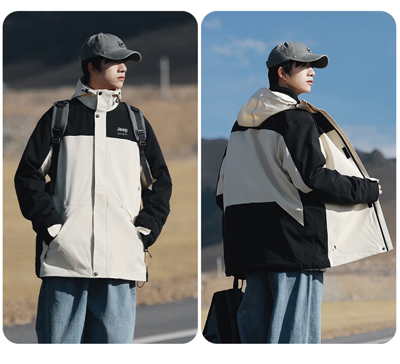 JEEP SPIRIT Men's Autumn Winter 3-in-1 Outdoor Jacket Warm Windproof Mountaineering Coat 3