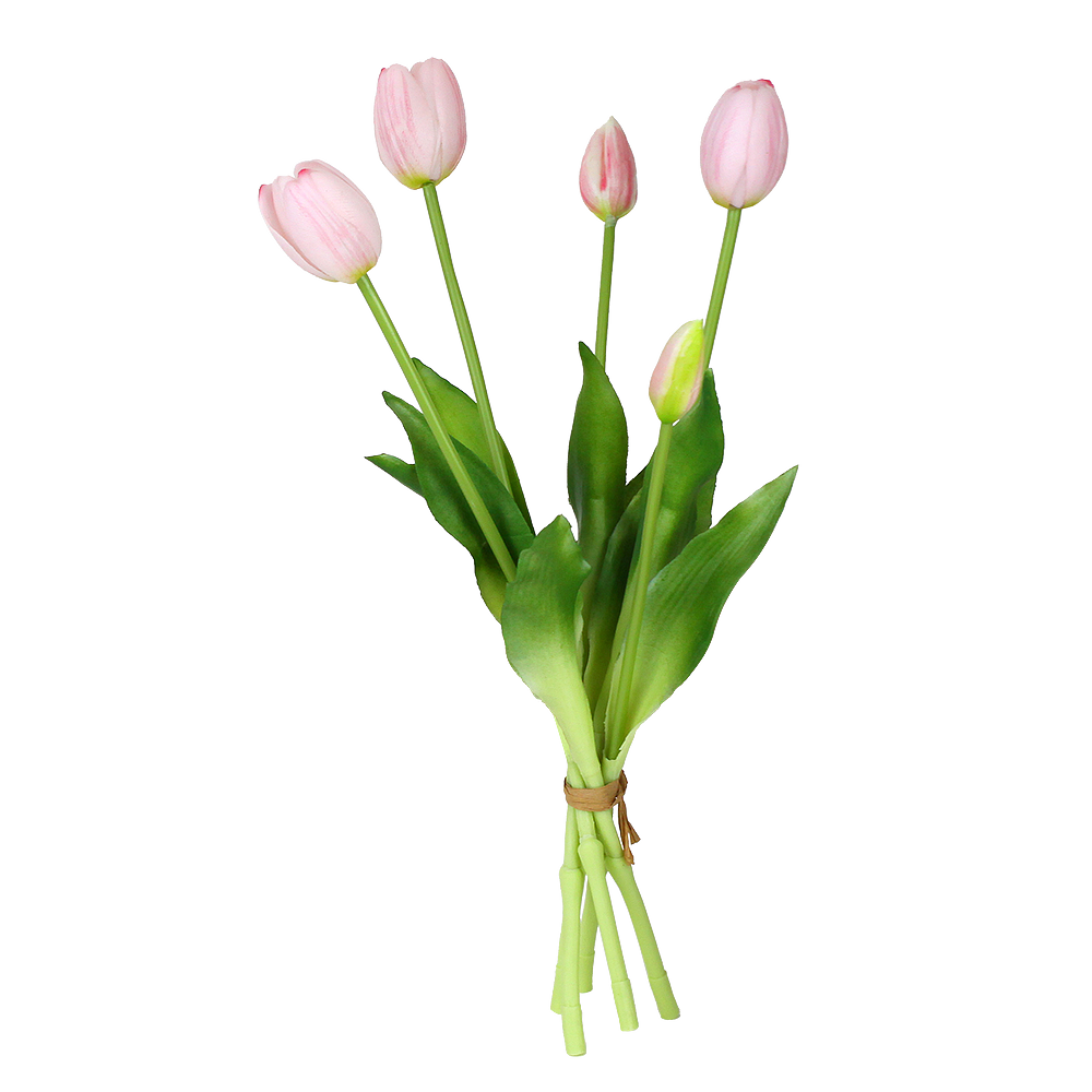 Qi Ju Ya Ji Artificial Tulip Luxury French Ins Style Living Room Dining Table Decoration High-End Bouquet 5 Pink Stems 20408
