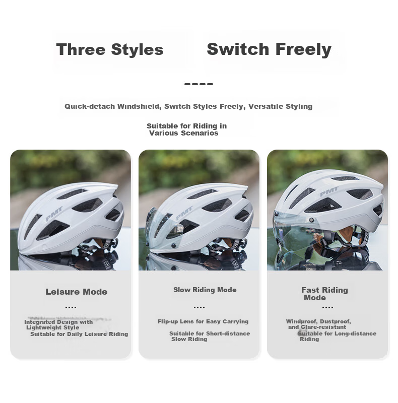 PMT Cycling Helmet for Men And Women, Mountain Bike Road Bike Magnetic Wind Goggles Helmet GOLF White M 7