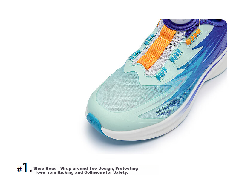 QIAODAN Boys' Running Shoes for Children, Summer 2026 [Light Speed] Dial-Lock Breathable Sneakers, Smart Blue, Size 40 44