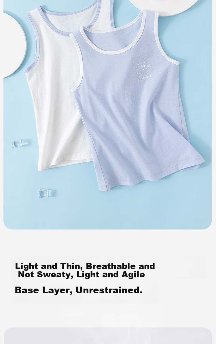 Dingguagua Children's Thin Cotton Undershirt Vest for Boys, Summer Lightweight Undershirt, Pack of 2, Combination Two 120 7