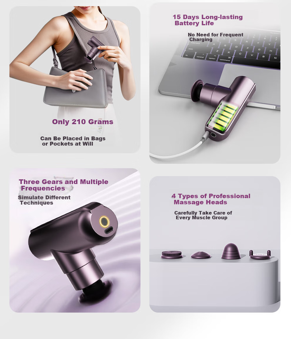 PROIRON Puli'ai Mini Professional Portable Massage Gun for Fascia, Muscle And Body Massage, Gift Box for Girlfriend Or Wife, Little Monster Purple 3