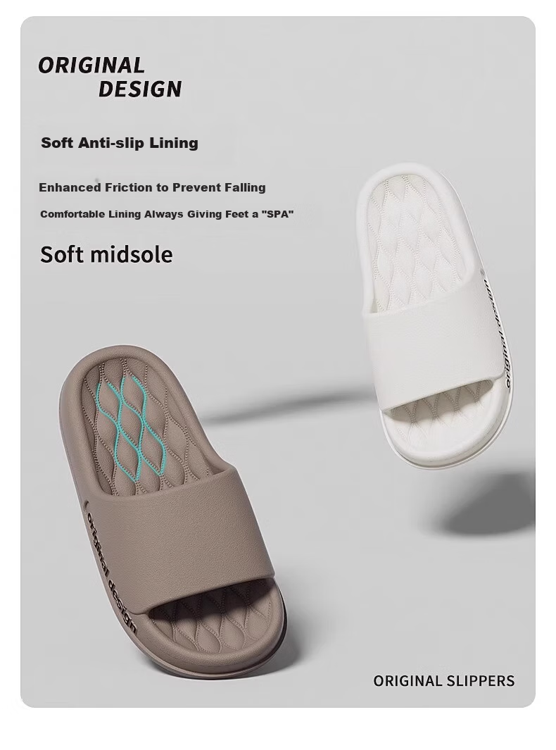 GUOLUOFEI Slip-On EVA Slippers for Men And Women, Summer Bathroom Shower Large Size Non-Slip Men's Sandals, Coffee Color, Size 36-37 6