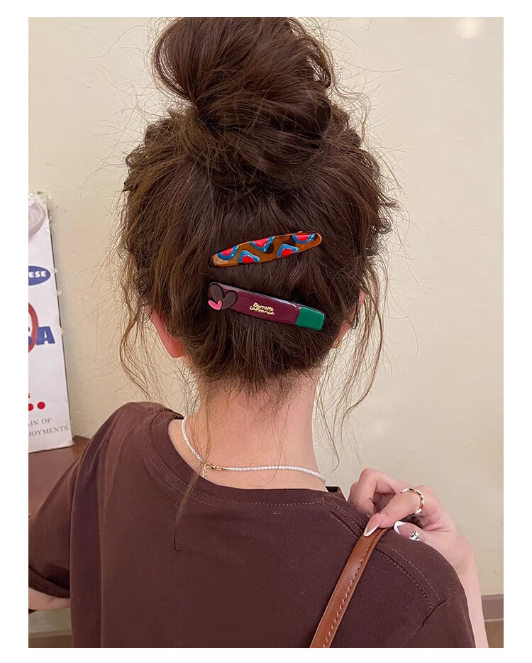 CHIMERA Colorblock Dopamine 2-Piece Bang Clip and Back Hair Clip Set Hairpin Hair Clip 6.1 Children's Day Gift 6