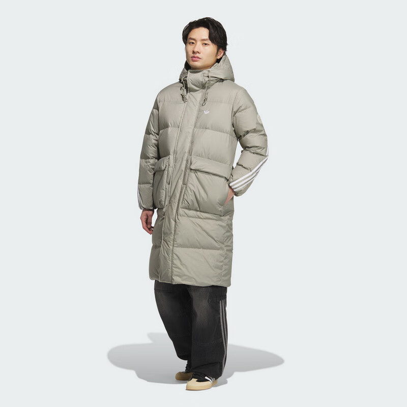 Adidas Originals 3S LONG DOWN U Unisex Long Down Jacket KF3698 Silver Gray S 2