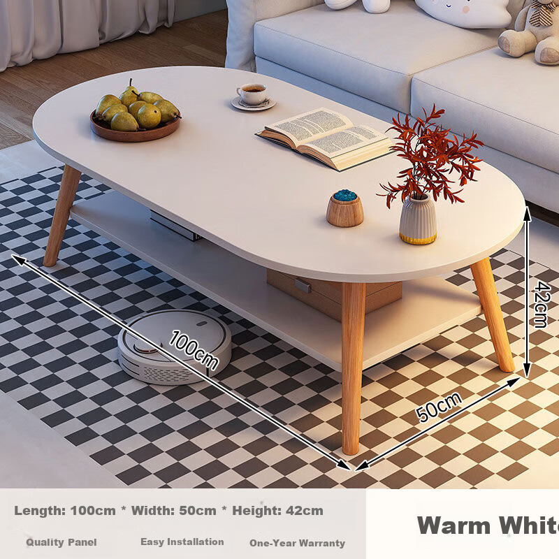 FENJIEXIAN Coffee Table, Living Room Small Tea Table for Small Apartments, Simple Tea Table, Double-Layer Tea Stand, Balcony Small Table