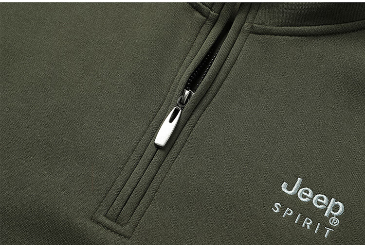 JEEP SPIRIT Men's Autumn Winter Stand Collar Pullover Zipper Base Layer Sweatshirt 2588 Khaki [Fleece Lined] L 20