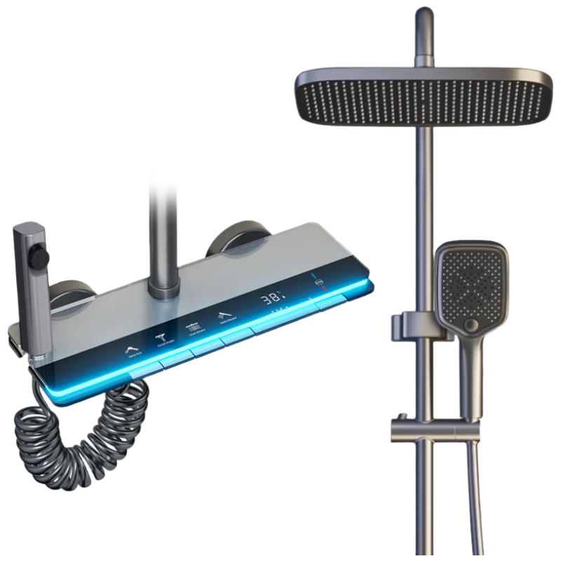 Jingshi Weideng Shower Faucet Set Bathroom Shower Head Pressurized Smart Gun Gray Integrated Shower Kit KWL
