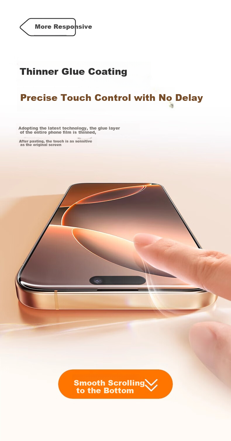 DIVI [Dust-Free Installation] Tempered Glass Screen Protector for IPhone 16 Pro, Full Coverage Anti-Drop Anti-Fingerprint Smooth Touch Feel Dust-Free No Black Edge 1 Piece 7