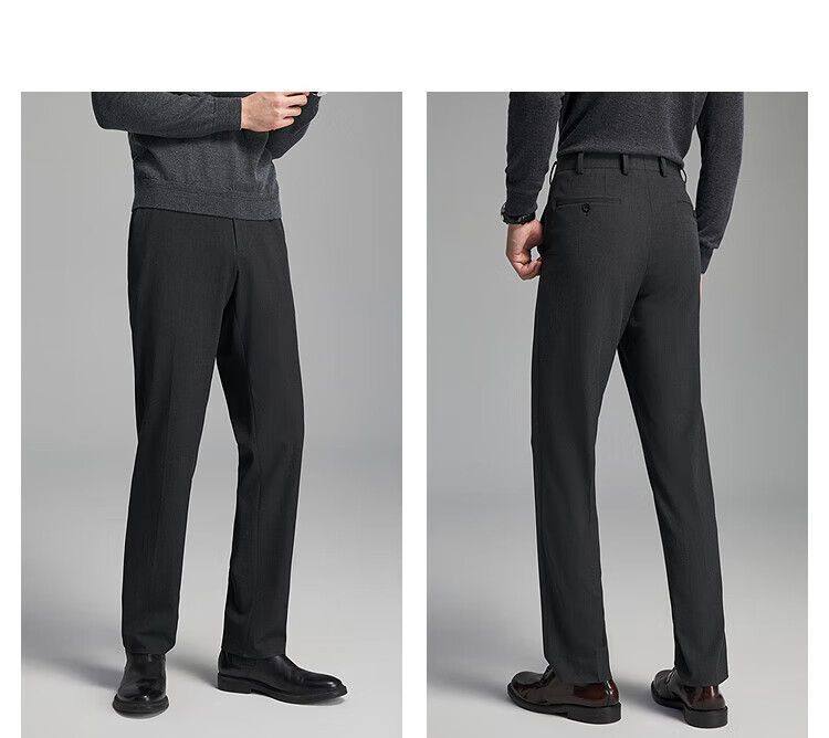YOUNGOR Cashmere Warmth 2025 New Men's Straight Fit Stretch Casual Trousers Dark Gray 34 175/84A 7
