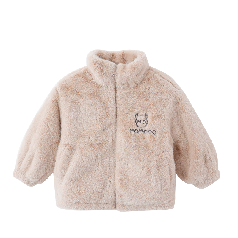 MOMOCO Kids Fleece Winter Jacket Boys Thick Cute Bear Fur Coat Light Coffee 130