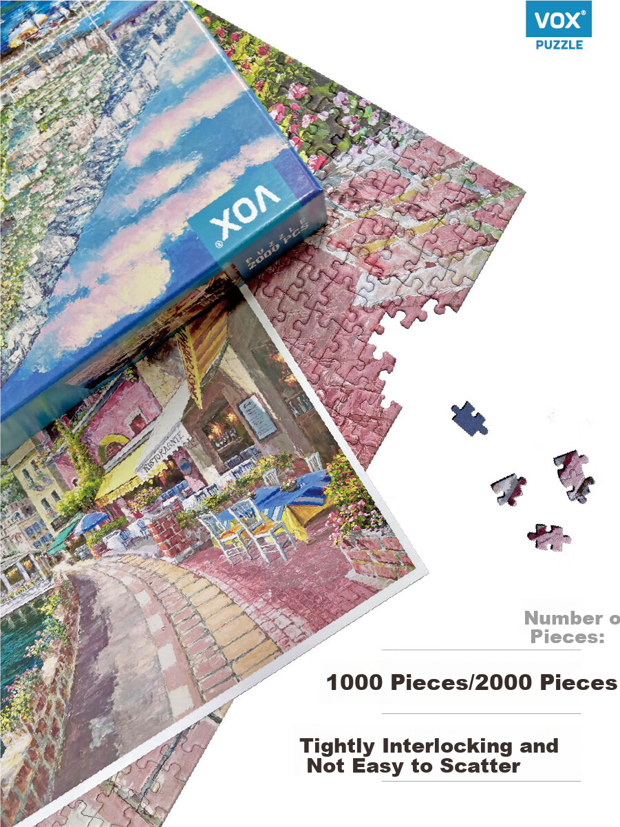 VOX Adult Puzzle, 2000 Pieces, Dockside Scene, Stress-Relieving High-Difficulty Healing Puzzle, Birthday Gift 3
