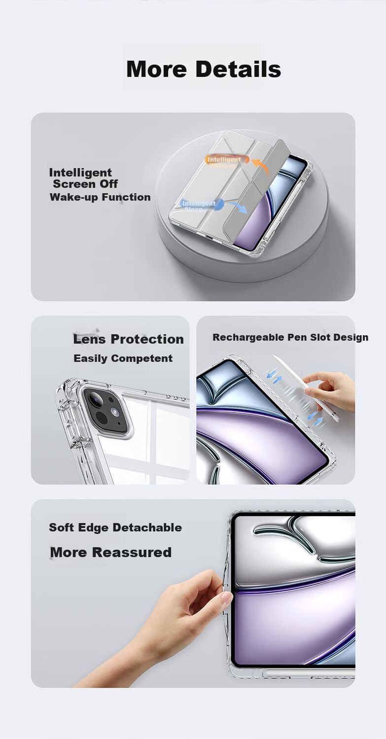 HBOALG Compatible with Huawei MatePad Pro Protective Case, 2024 Model, 12.2-Inch, 3+Y Fold Magnetic with Pencil Holder, Full Coverage, Anti-Bend, Shockproof Protective Case, White Ice Blue 14