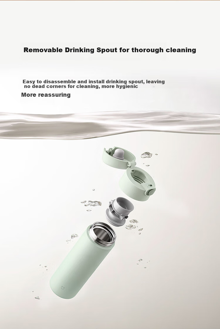 MIJIA Insulated Mug with Pop-Up Lid, Hot And Cold Cup, 480ml, Portable, Stainless Steel, Car-Friendly Water Bottle, Bamboo Green Color 13