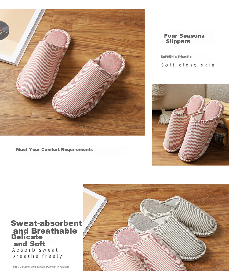 FOOTOPPO Slippers for Men And Women, Non-Slip Comfortable Cloth Slippers, Home Shoes for Couples, Large Size Men's Slippers 14