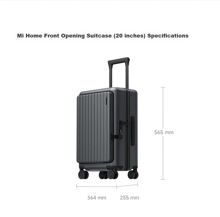 Mijia Xiaomi Luggage, 20-Inch Carry-On Suitcase, Business Travel Case, Front Opening, Password Lock, Graphite Gray 9