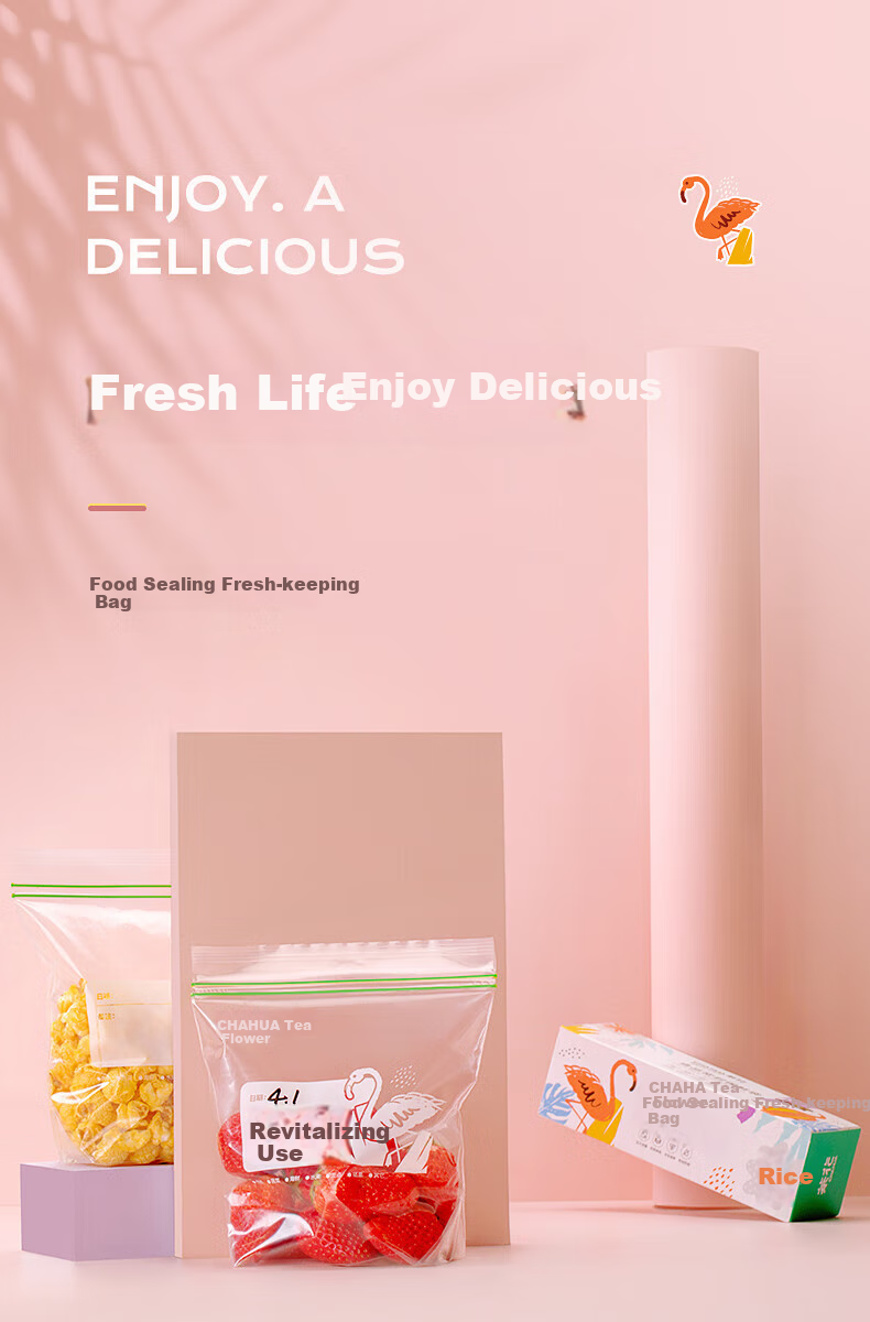 CHAHUA Food Storage Bags, Large Size, 50 Count, Thickened Double-Ribbed Food Grade Fresh-Keeping Storage Bags, Self-Sealing Airtight Bags 1