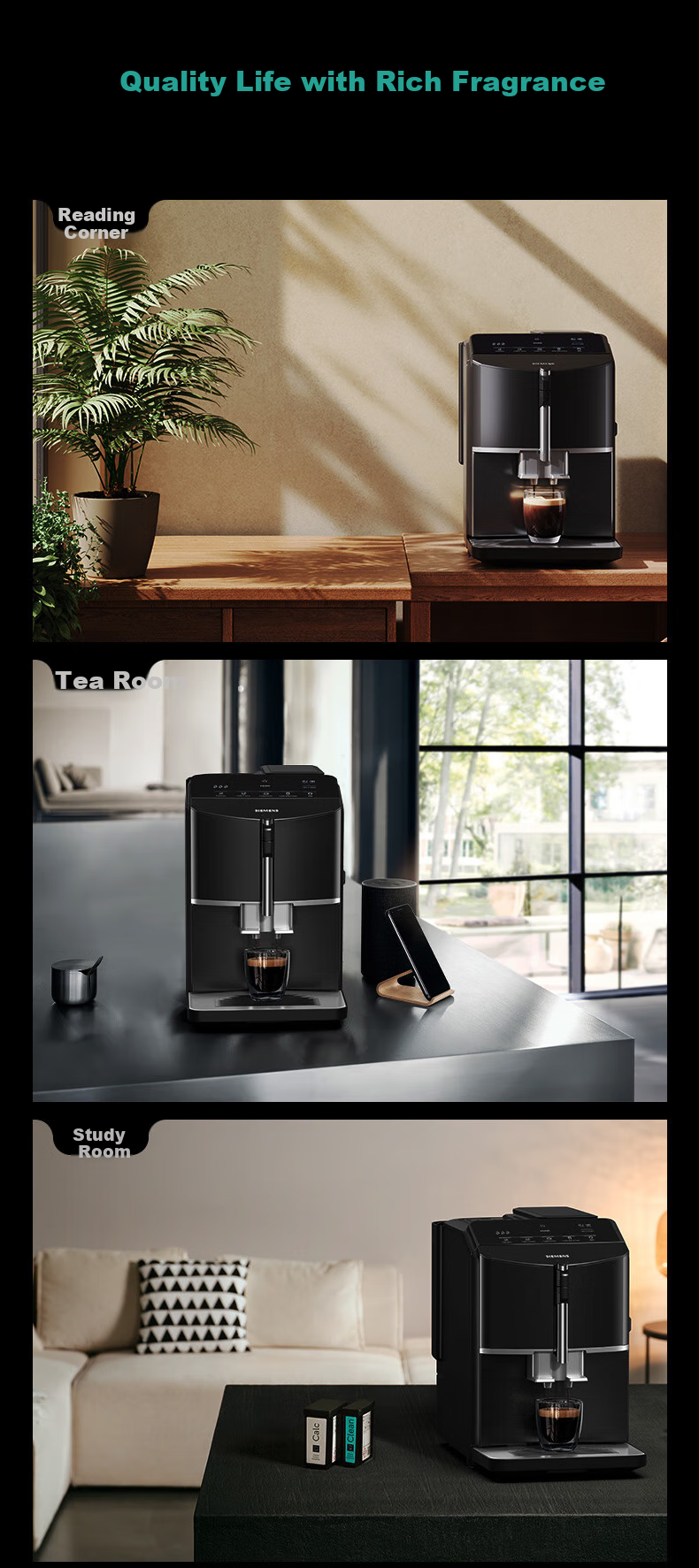SIEMENS [Imported from Europe], EQ300 Fully Automatic Home Coffee Machine, Compact Portable Grinder All-In Machine, Office Smart Extraction, Italian And American Style, TF301C19 10