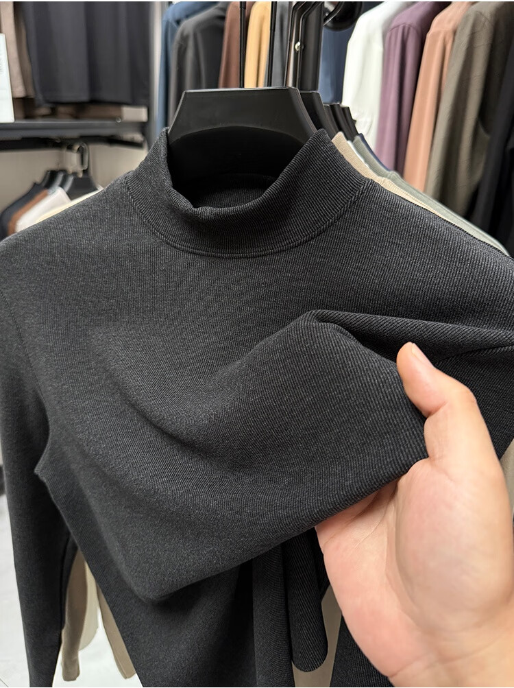 Caramella Men's Thermal Top Men's German Velvet Autumn Winter Half High Collar Inner Wear 2025 New Thickened Long Sleeve T-Shirt Base Shirt Men 11