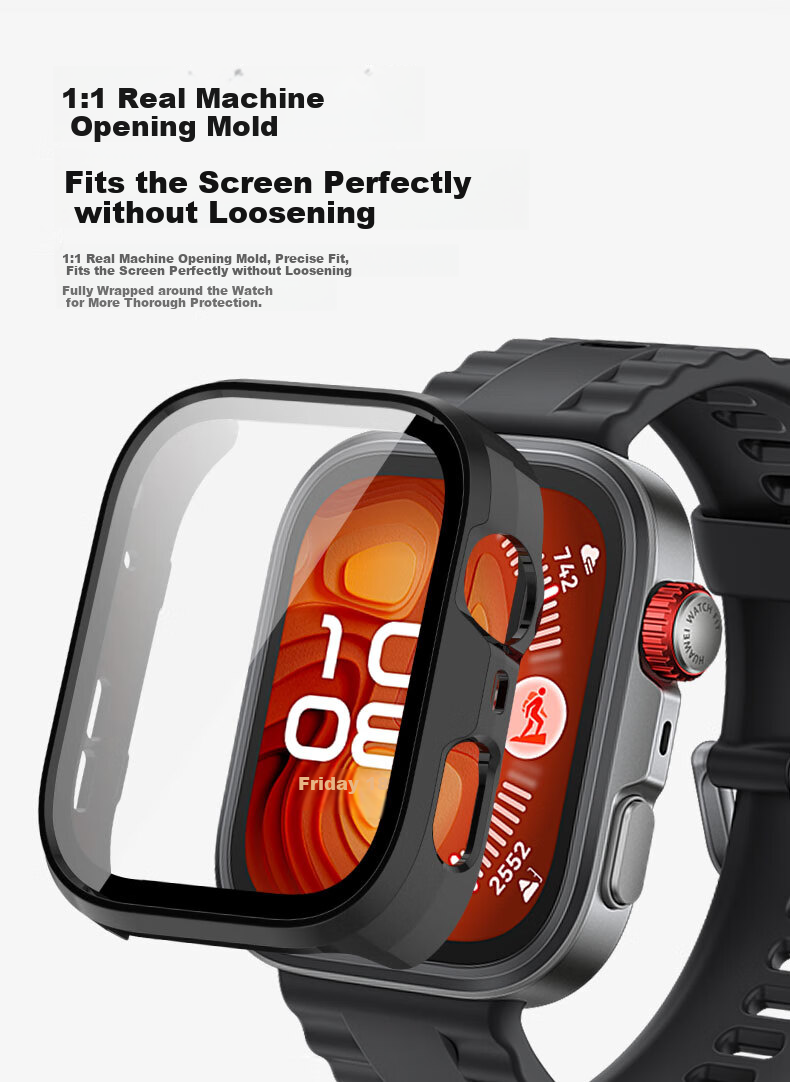 KMaxAI Protective Film And Hard Case for Huawei Watch Fit4 Pro, Full Coverage Screen Protector with Anti-Scratch, Anti-Fingerprint Tempered Glass Film, Matte Pink 5