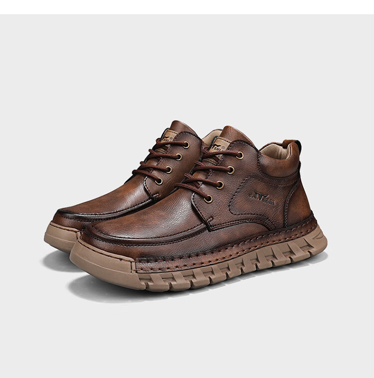 Bull Family Big Head Martin Boots Men Autumn Winter New British Retro Mallard Work Boots Outdoor High Top Sneakers Men 19