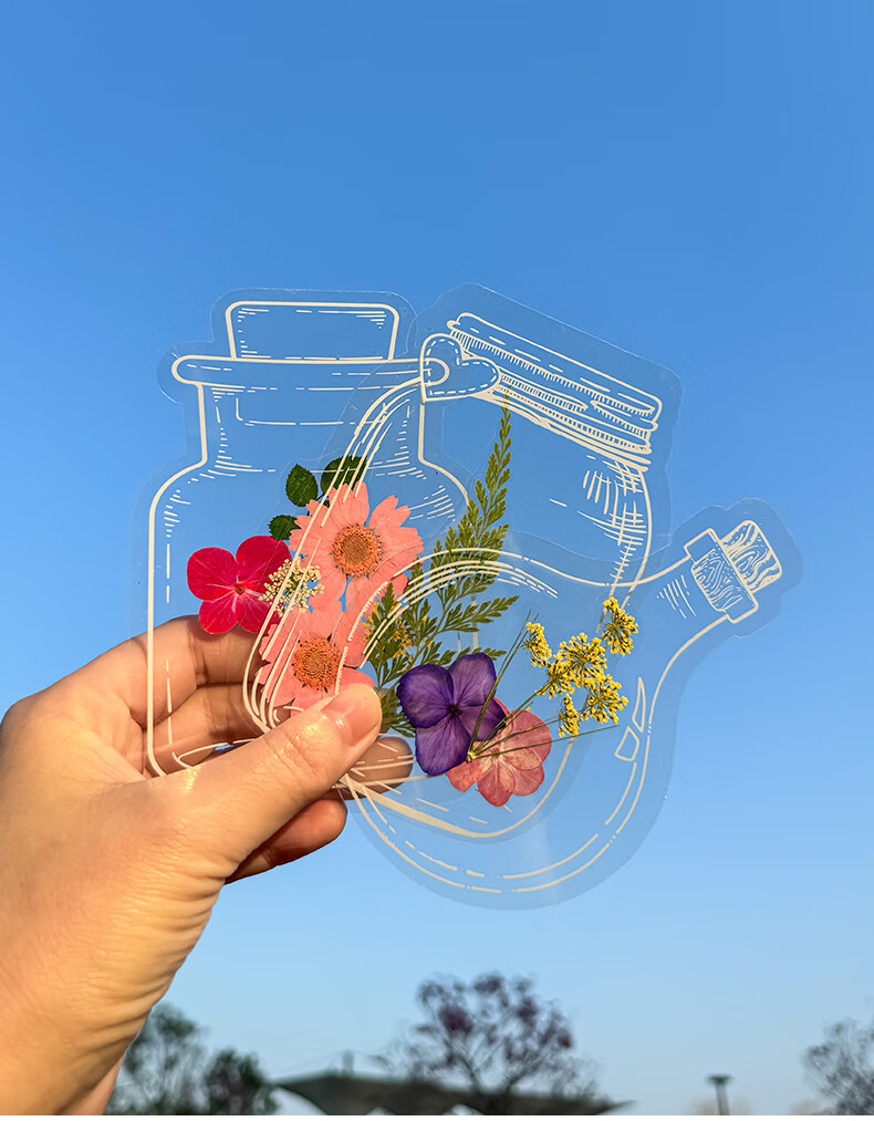 Tianse Transparent Dried Flower Bookmarks Handmade DIY Material Kit Leaf Specimen Laminated Plant Pressed Petals Back to School Set 20 Sheets TS-6132 14