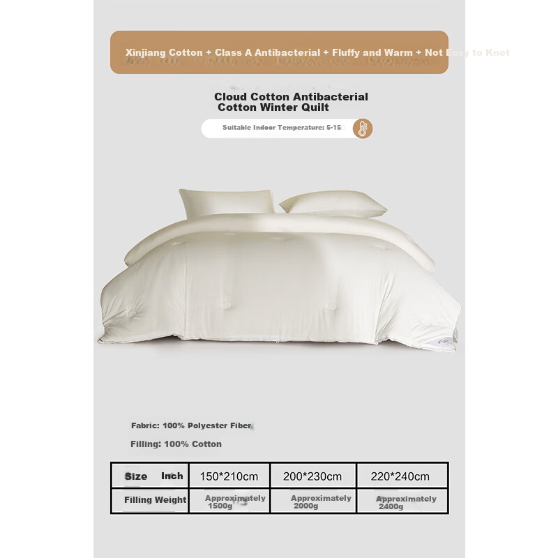 Shuixingjiafang Xinjiang Cotton Quilt, Student Dormitory Pure Cotton Comforter, Winter Cotton Duvet Insert, Single Person, Approximately 4.5 Ji