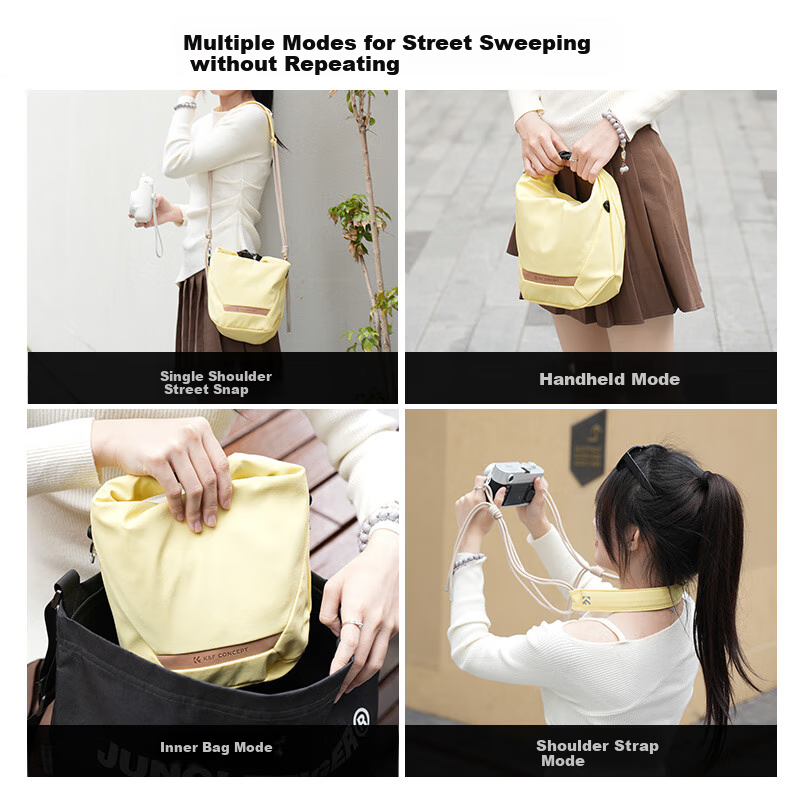 Zhuoer Cloud Roll Camera Bag, Shoulder Chest Pack, Photography Bag, Fuji X-S20 Protective Case, Digital Camera Crossbody Bag, Travel Cycling Storage Bag, Lemon Yellow KF13.168V4