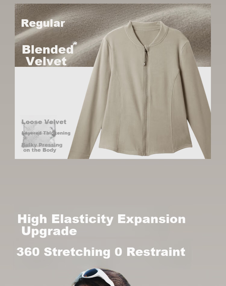 Beneunder Fleece Double Zipper Top for Women, Slim Fit, Elastic Long Sleeve, Skin-Friendly Inner Layer Base Shirt PM007 9