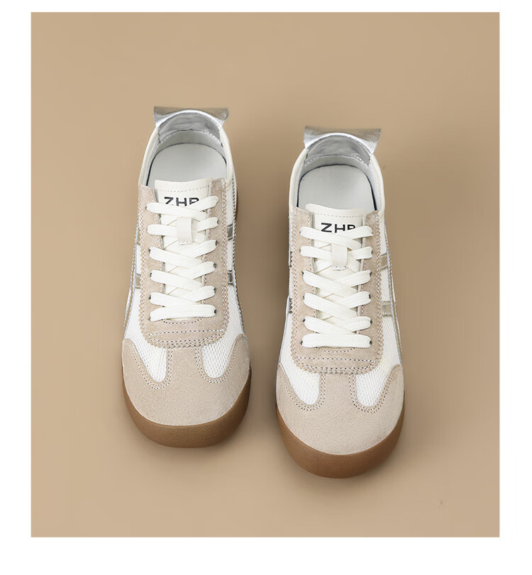 ZHR ZEZEDER Women's Summer Mesh Breathable White Lightweight Flat Sports Shoes BT102PE Silver 38 28