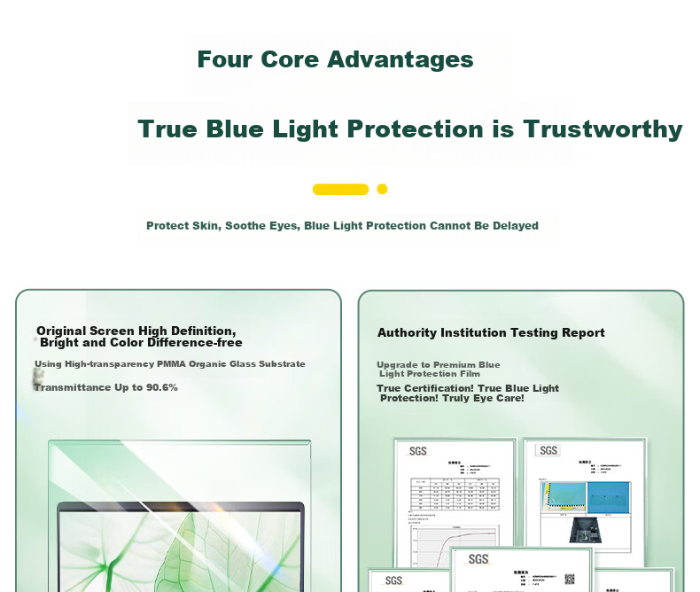 Youpin Monitor Computer Anti-Blue Light Protective Screen, Desktop Screen Protector Film, Anti-Radiation Eye Protection Blue Light Film, Protective Cover, Acrylic Hanging Type, 21.5 Inches, 16:9 Green Film 4