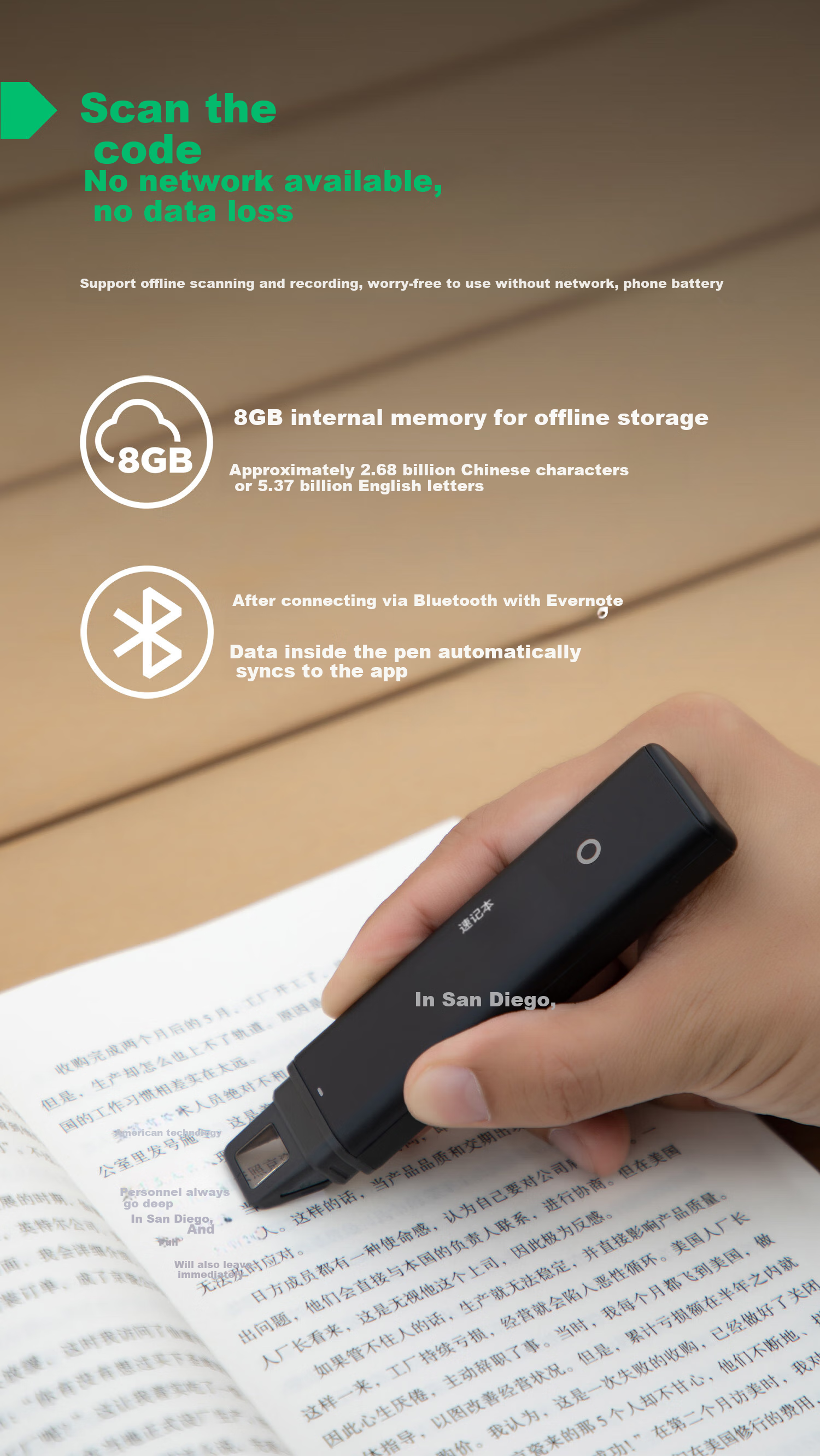 Yinxiangbiji EverMARKER+ Black Portable Scanner Pen for Text Extraction, Note-Taking, And Quick Recording 8