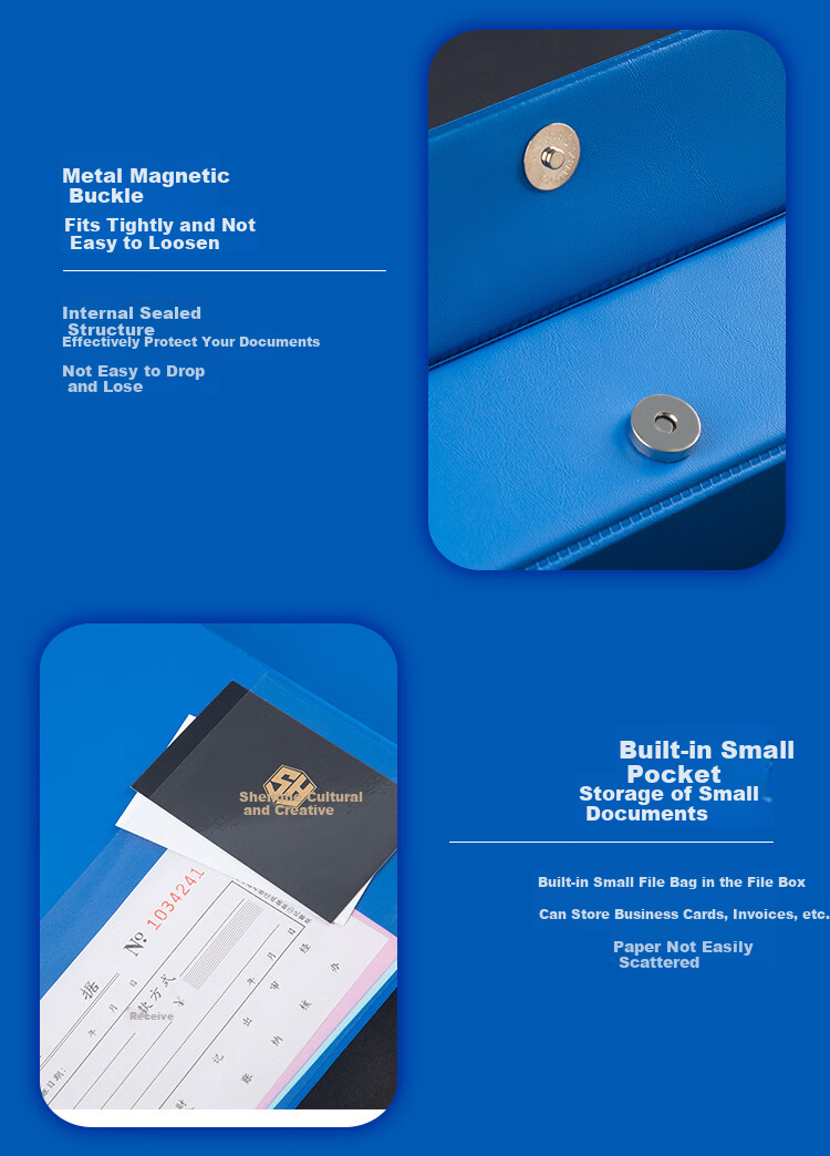 GuangBo 65mm A4 Magnetic File Box, Thickened Document Box with 55mm Capacity, File Storage Box for Financial Records And Receipts (Without Paper Clip), Blue A88301 6