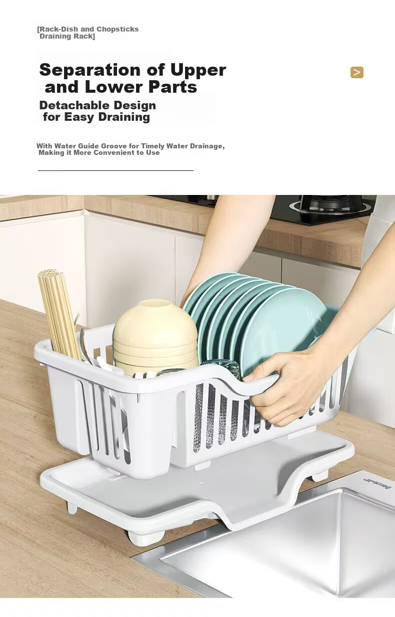 Jingyan Bowl And Plate Storage Rack, Kitchen Fruit And Vegetable Draining Basket, Chopstick Organizer Box, Chopstick Holder, Large Capacity White Plastic 6