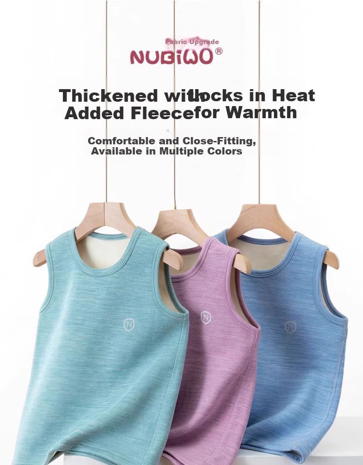 NUBIWU Children's Vest, Girls' Autumn And Winter Fleece-Lined Warm Undershirt Vest, Baby Thickened Close-Fitting Underwear, Boys' Clothing 1