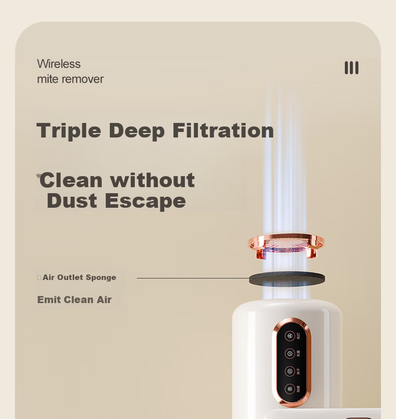 AUX Cordless Dust Mite Remover, Handheld Small Bed Vacuum Cleaner, Powerful Suction for Bed, Antibacterial And Mite-Removing Dust Extractor, Beating AXC-11DC59B, Coconut Milk White + 3 Filter Cartridges 27