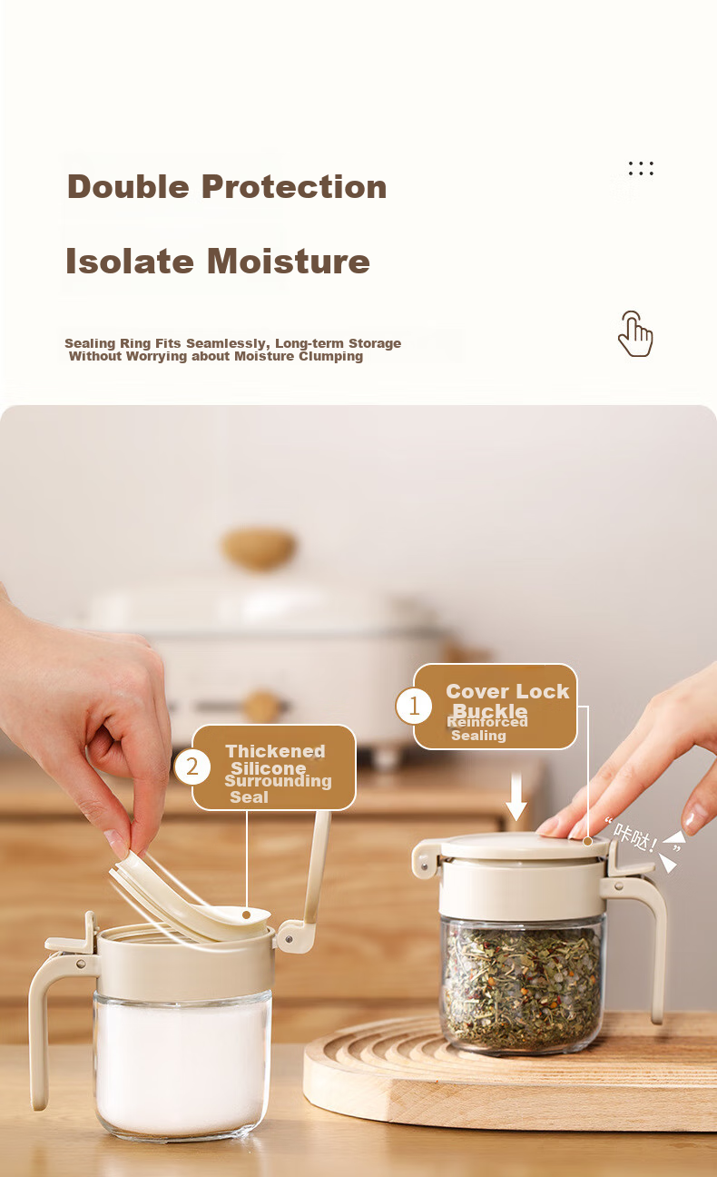 Scybe Glass Seasoning Jars, Airtight Moisture-Proof Spice Containers, Kitchen Condiment Bottles, Home Seasoning Vials, Laida 3-Piece Set 3