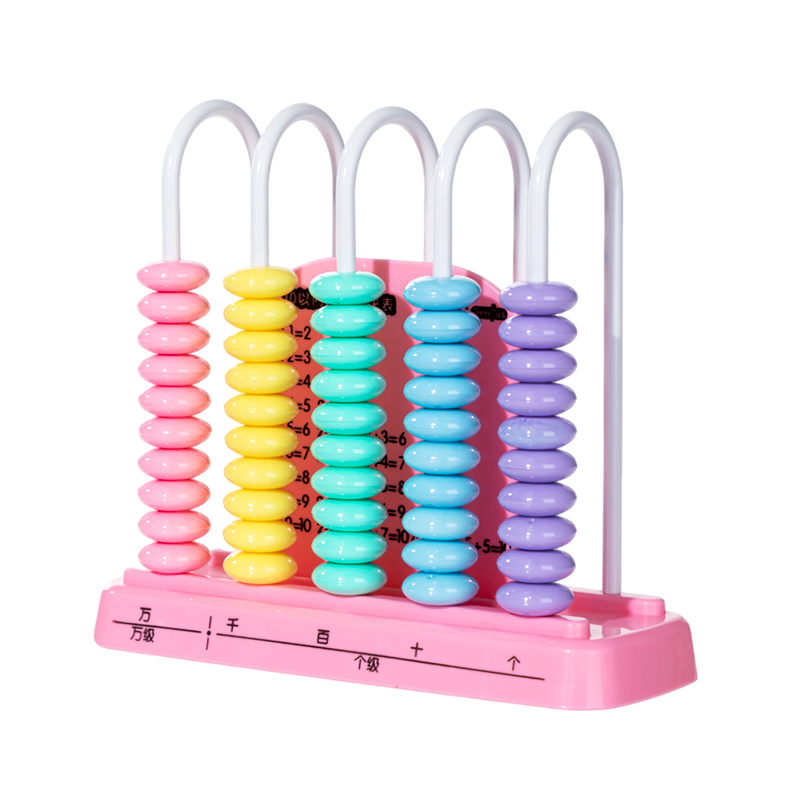Deli 5-Line Counter Learning Box Calculation Frame, First And Second Grade Math Addition And Subtraction Toy, Back-To Gift, Pink