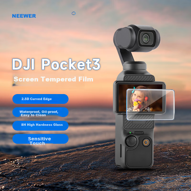 NEEWER Screen Protector for DJI Pocket 4/3, Full Coverage Tempered Glass Film for Action Camera Gimbal, High Definition Anti-Shatter Protective Film, Scratch-Resistant Accessory