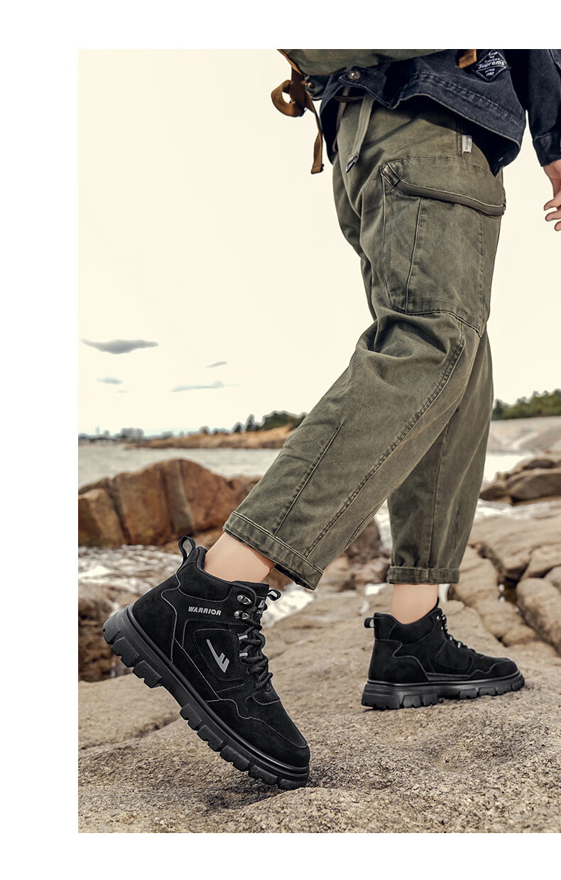 Warrior Official Martin Boots Autumn Winter High-top Hiking Shoes Men Outdoor Casual Shoes 1871 Khaki Size 43 7