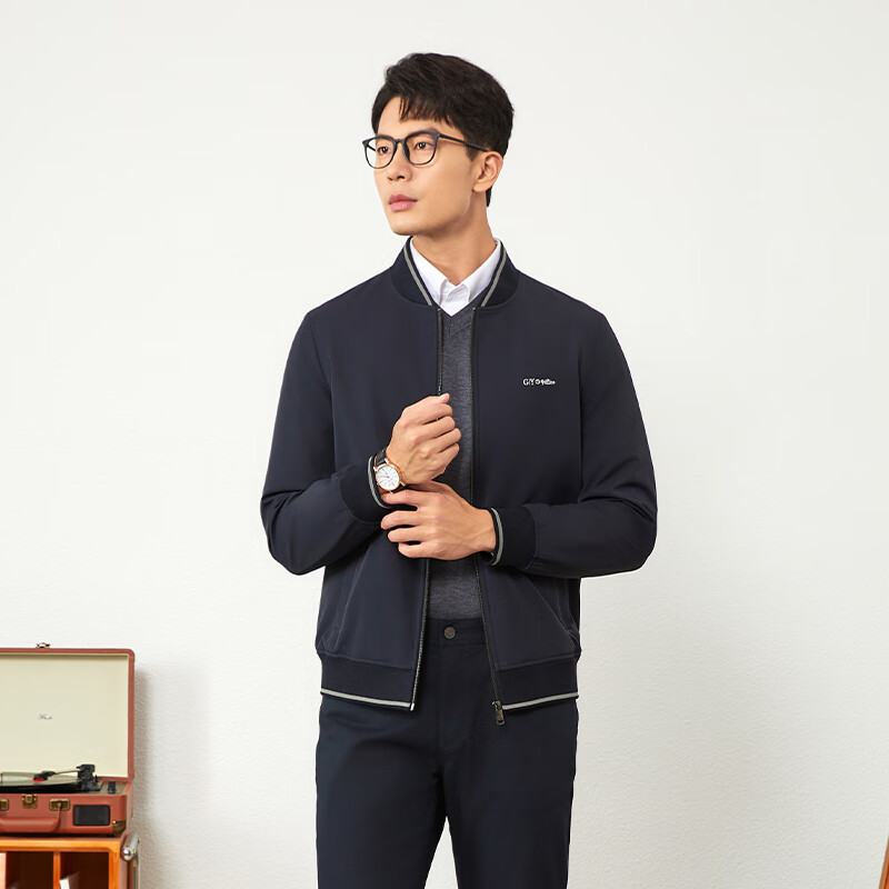 Goldlion GY Men's Autumn Winter Easy-Care Three-Proof Jacket JPB0133-MK132 Navy Blue L