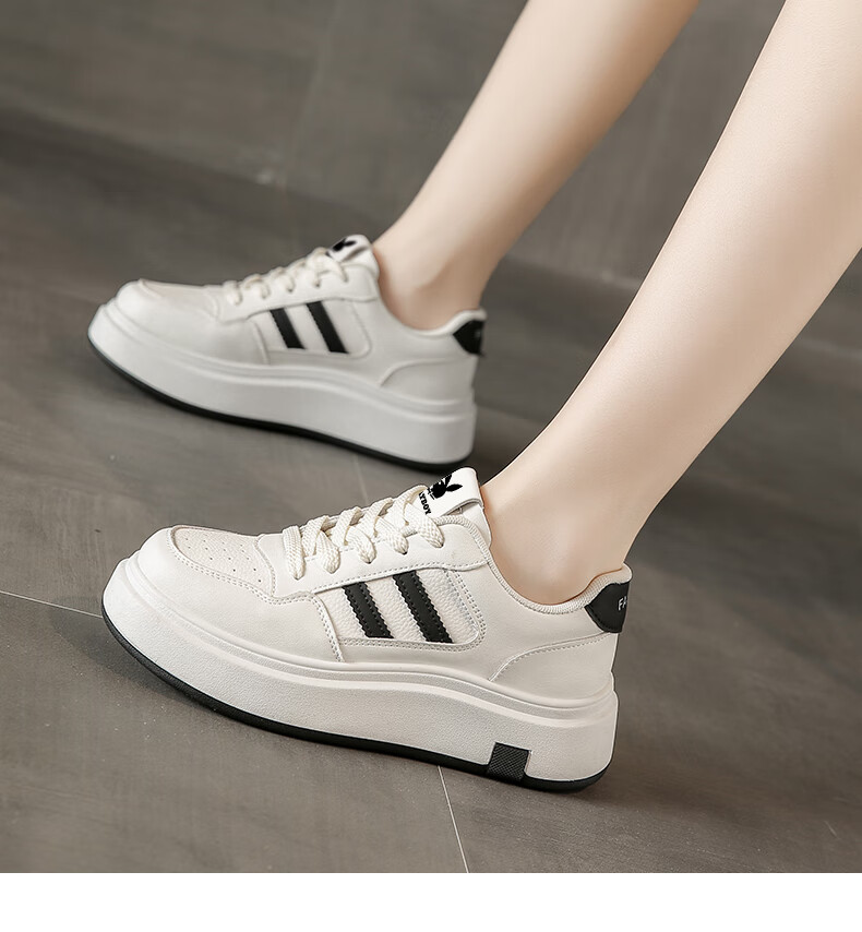 PLAYBOY Women's Shoes 2026 Summer Fashion Thick-Soled White Sneakers Casual Black Sports Shoes Size 38 3