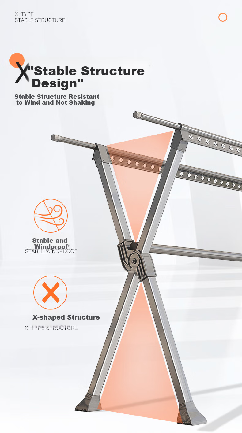 BIX Folding Clothes Drying Rack, Indoor Laundry Hanger, Balcony Quilt Drying Stand, Aluminum Alloy Gunmetal Gray, 1.3M Three-Rod 5