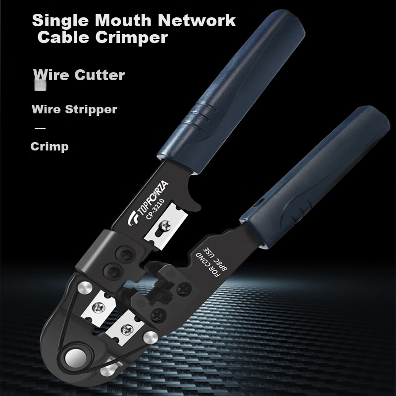 TOPFORZA Network Cable Crimper, RJ45 Connector Crimping Tool, Electrician's Wire Cutter, 8P Single-Port Network Crimping Pliers, CP-3210