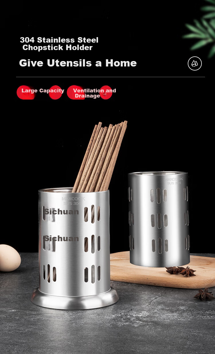 MAXCOOK 304 Stainless Steel Chopstick Holder, Thickened Draining Storage Chopstick Rack, New Style MCKL-11 1