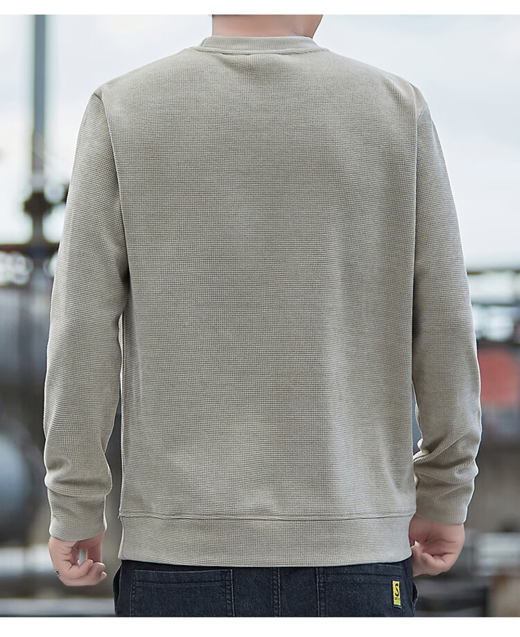 JEEP Men's Sweatshirt, Spring And Autumn Style, Hoodless Round Neck, Loose Long-Sleeve T-Shirt, Trendy Men's Clothing, Dark Gray, Size L 9