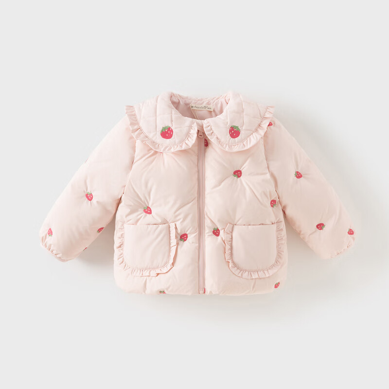 DAVE & BELLA Kids Class A Antibacterial Fleece Down Jacket Girls Short Three-Proof Coat Winter Wear