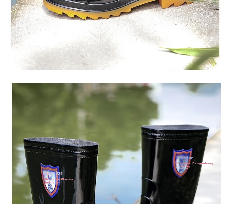 Huili Rain Boots for Men, Waterproof Outdoor Wear-Resistant Rubber Shoes, Non-Slip Rain Boots, Overshoes HL862755 High-Top Black Size 43 23