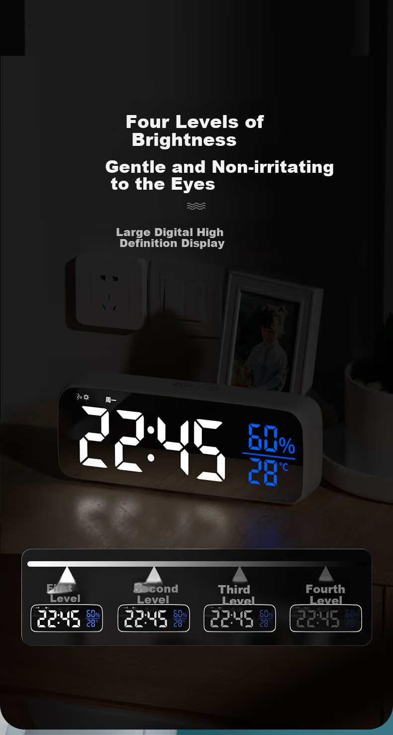 BBA Alarm Clock Smart Electronic Night Light Multifunctional Wall-Mounted Large Size Desk Clock for Living Room And Bedroom, Simple White Extended Version Back-To Seaso 5